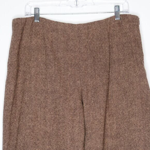 Crossing Pointe Womens Pants Size 18 Brown Wool Chevron Floral Straight Academia - Picture 6 of 12